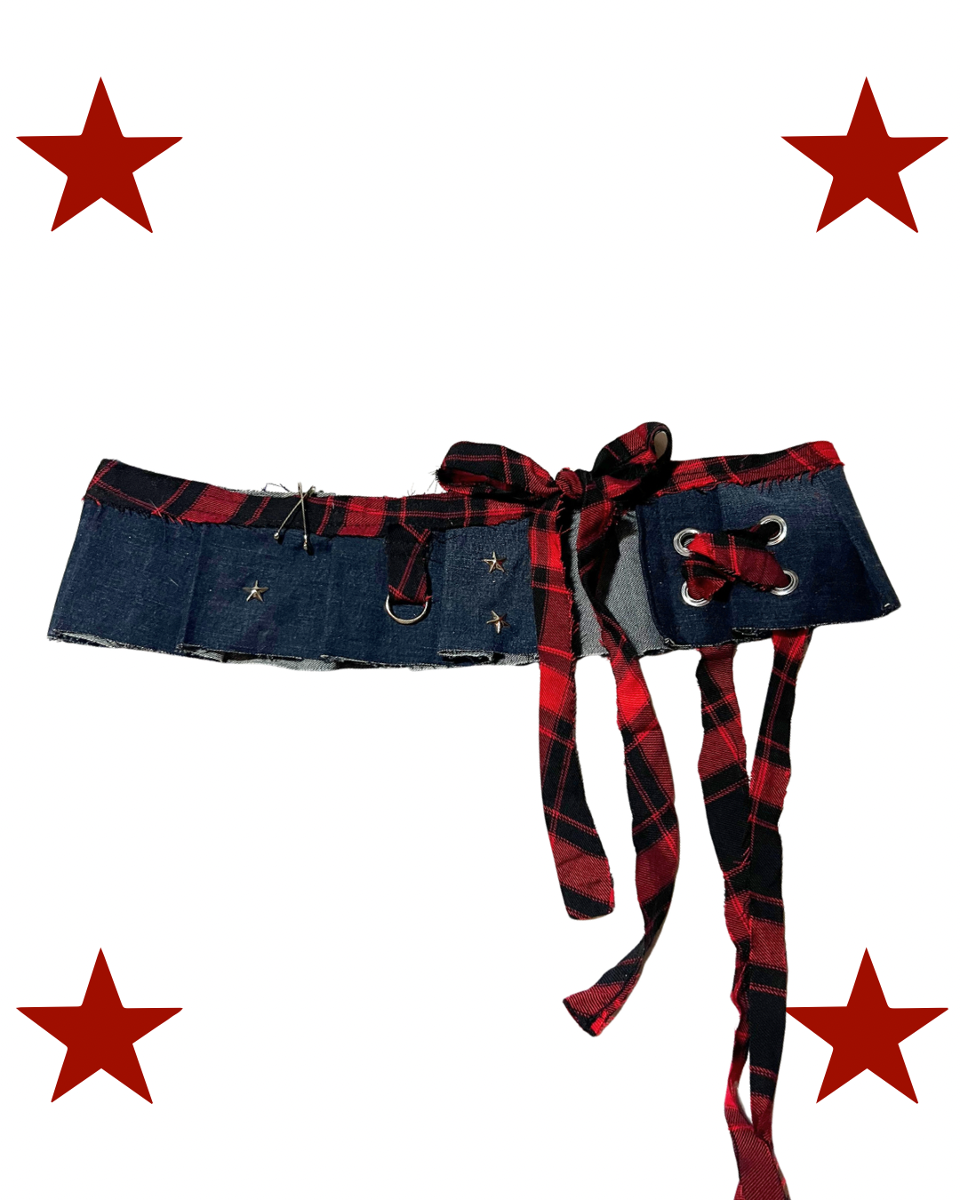 Red mini skirt belt