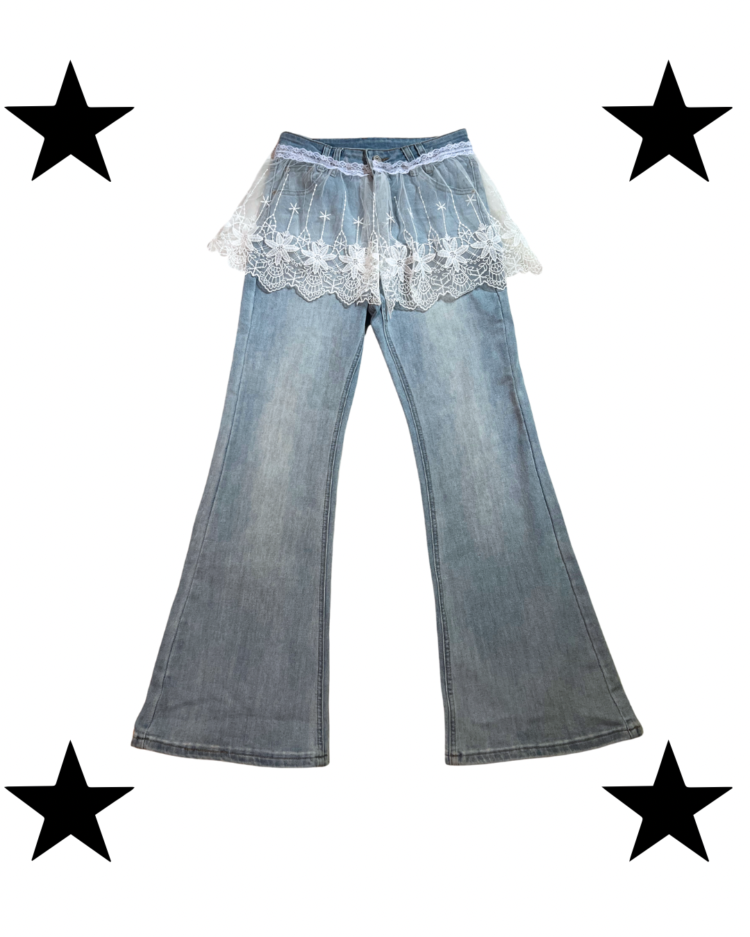 Oxford jeans with lace