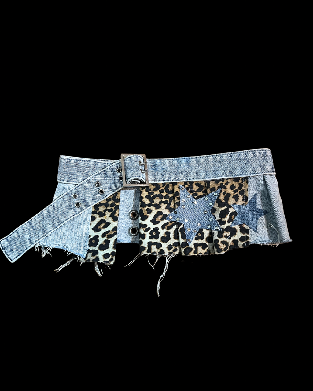 Mini skirt belt with leopard