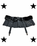 Black mini skirt belt with fur