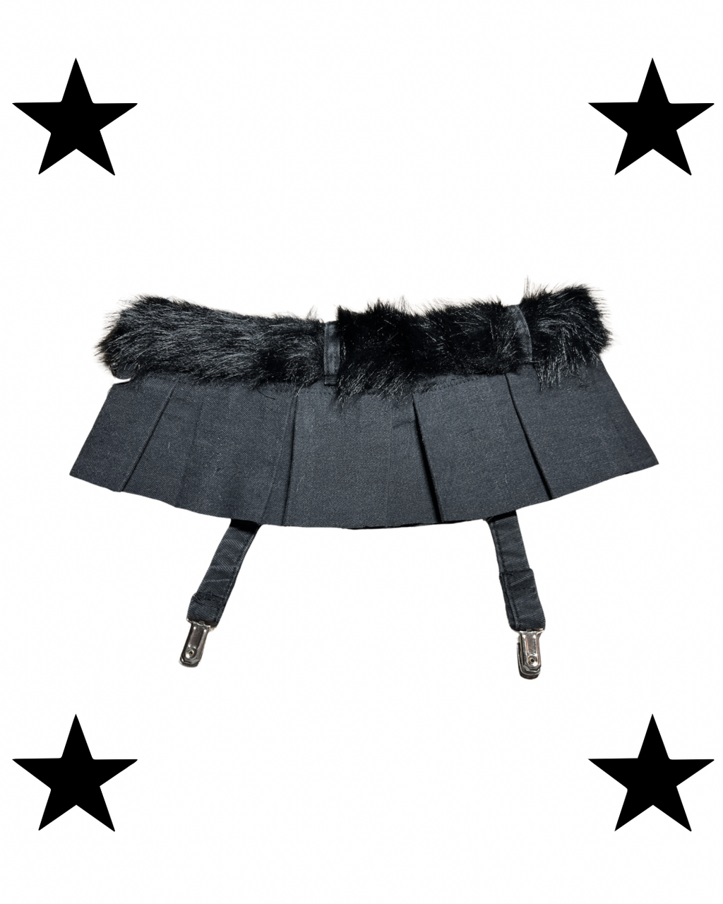 Black mini skirt belt with fur