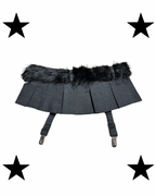 Black mini skirt belt with fur