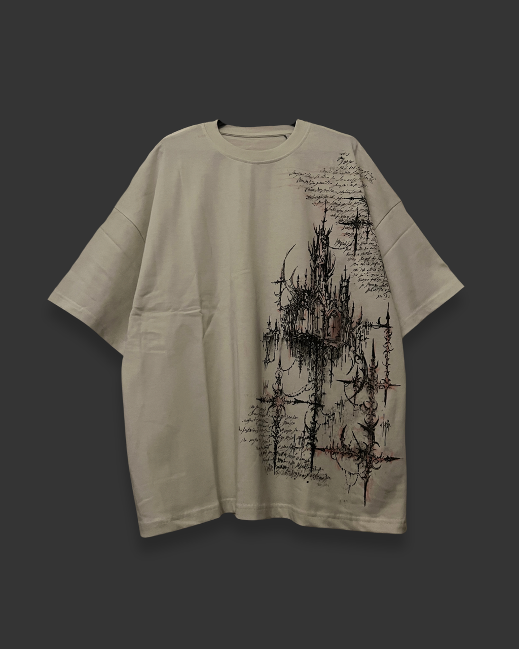Cybersigilism tee hand painted cream