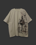 Cybersigilism tee hand painted cream