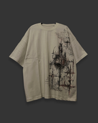 Cybersigilism tee hand painted cream