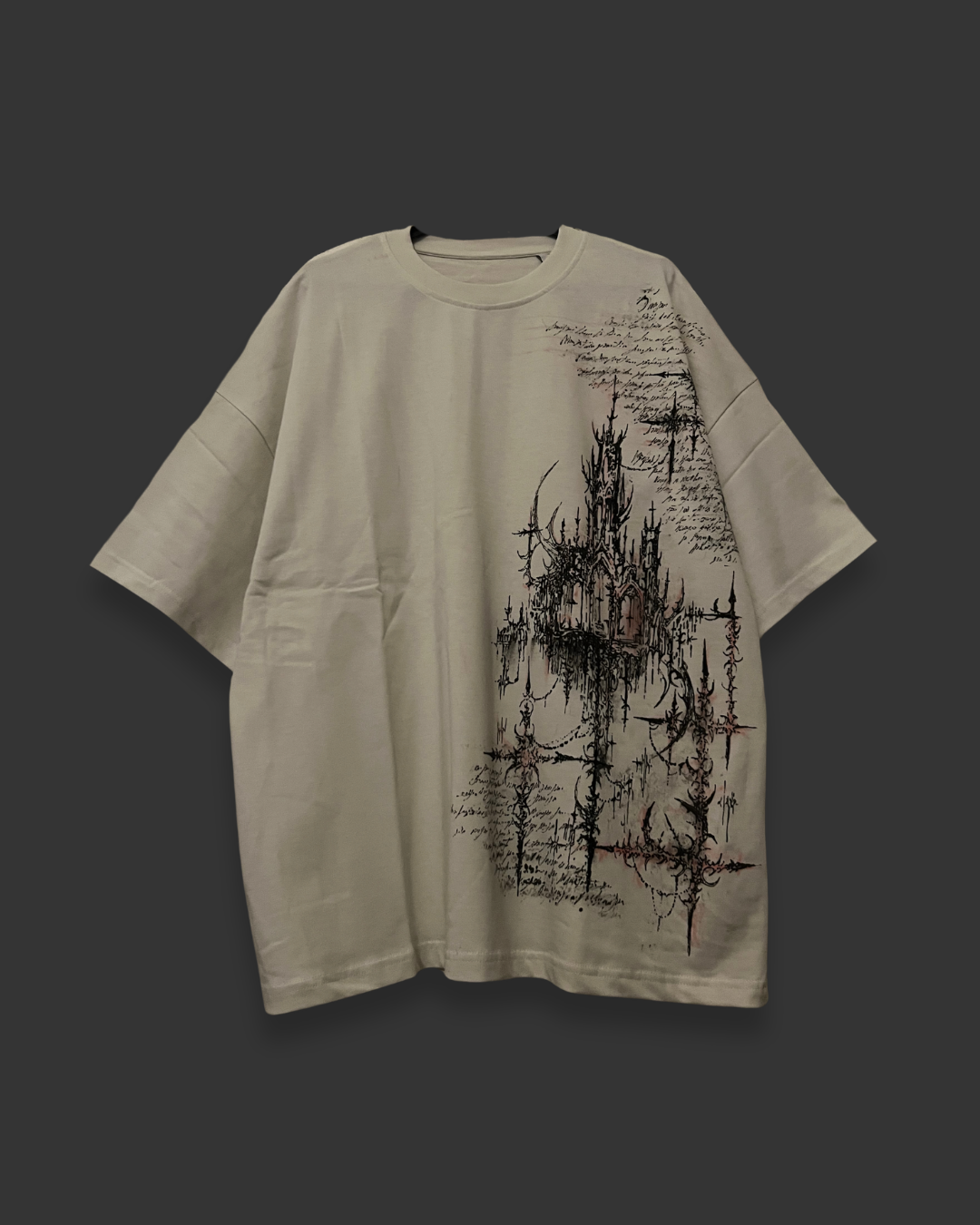 Cybersigilism tee hand painted cream