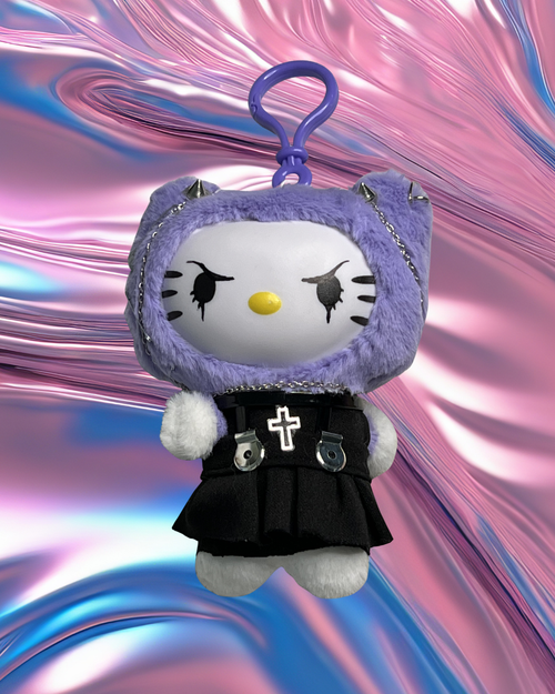 Lila Baddie Kitty mit frechem Blick